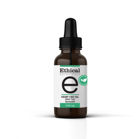 Bottle of Ethical Botanicals Spearmint CBD Oil 1000mg – THC-Free Hemp