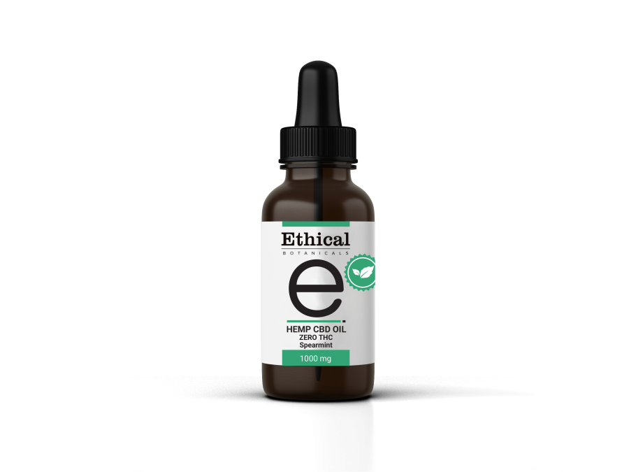 Bottle of Ethical Botanicals Spearmint CBD Oil 1000mg – THC-Free Hemp